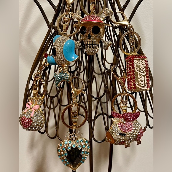 Bag Charm Coca Cola Can Keychain NEW Red Rhinestones Split Key Ring Soda Coke - Picture 8 of 8